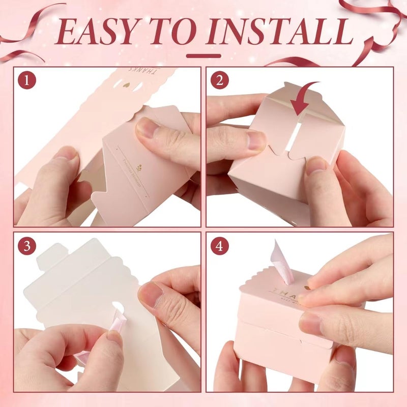 CHolic 50Pcs Party Favor Candy Box, Thank You Pink Gift Candy Box with Ribbons for Birthday Party, Bridal Shower, Wedding Decorations, Candy Table Decorations - Image 4